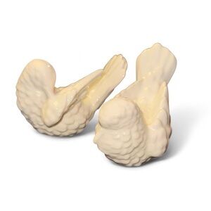 Pair Vintage White Ceramic Dove Figurines – Love Birds Candle Holders 5” x 4”